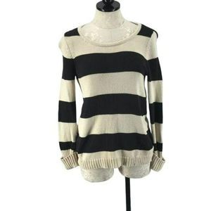 Gap Striped A-Line New Stone Beige Stripe Sweater Size Small Pullover